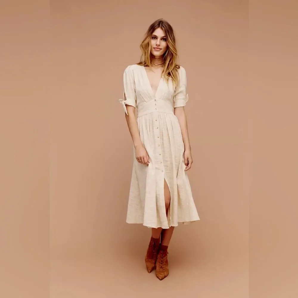 Free People Love of My Life Dress XS BEIGE